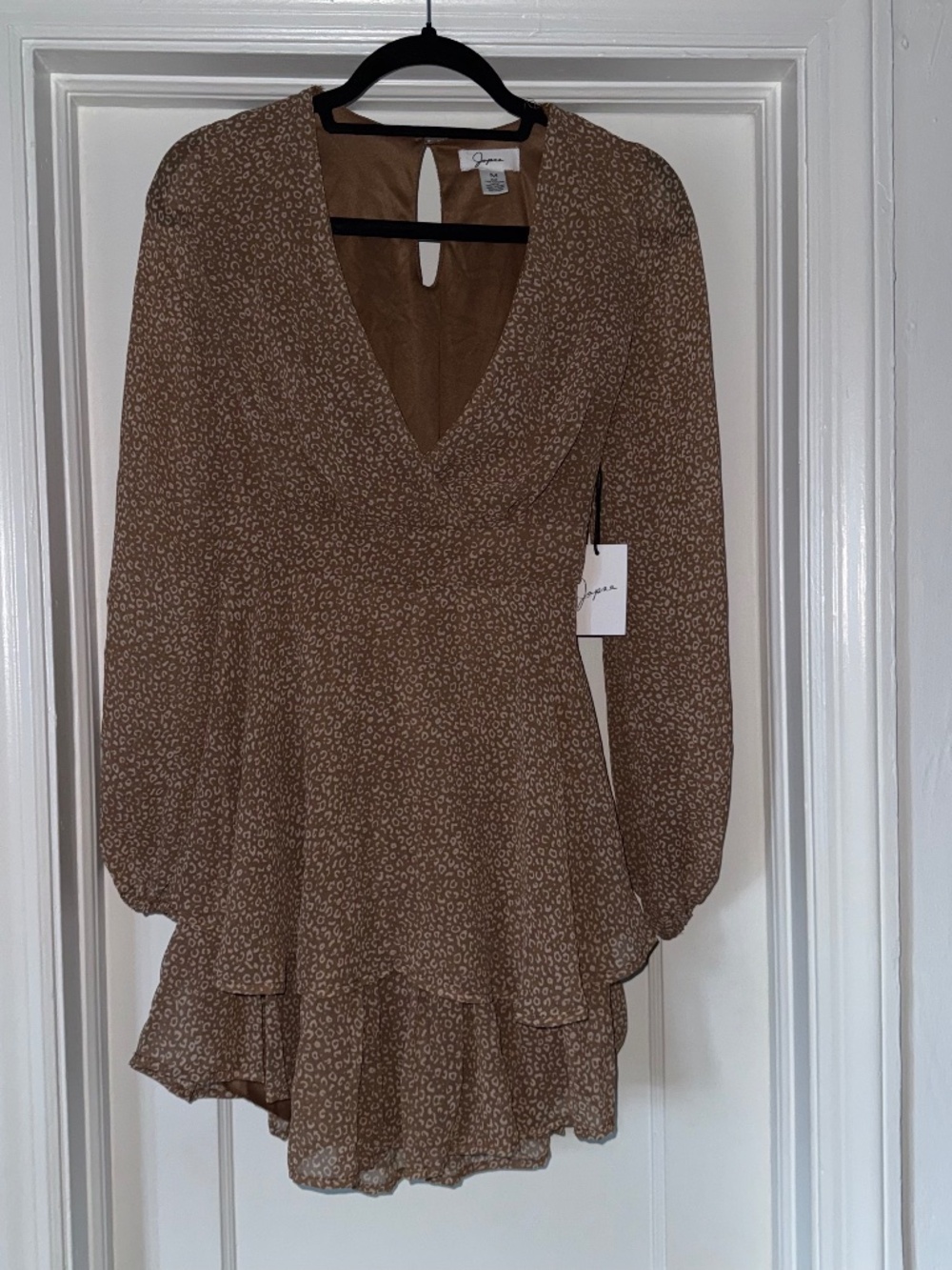 NWT Japna Long Sleeve Tiered Mini Dress Tie Back - Medium